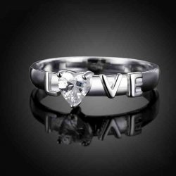 romantic 925 sterling silver  LOVE ring with cubic zirconia  romantic 925 sterling silver  LOVE ring with cubic zirconia