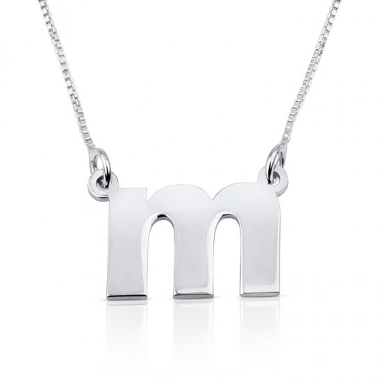 Lowercase initial necklace in 925 sterling silver