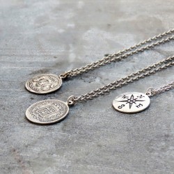 Silver North Star Coin Pendant Necklace                                               Silver North Star Coin Pendant Necklace