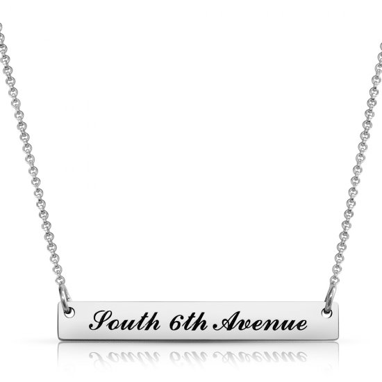 engraved bar necklace - 925 sterling silver 