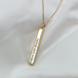 engraved 3D bar necklace - 18k gold plated  engraved 3D bar necklace - 18k gold plated