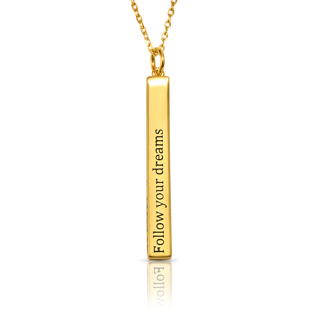 engraved 3D bar necklace - 18k gold plated