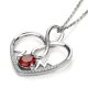 beautiful  heart pendant for mom in sterling silver &  red cubic zirconia