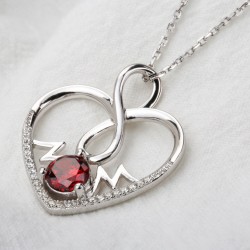 beautiful  heart pendant for mom in sterling silver &  red cubic zirconia beautiful  heart pendant for mom in sterling silver &  red cubic zirconia