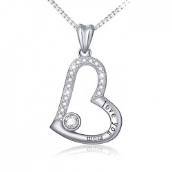 "Love You Mom" heart pendant necklace with cubic zirconia  "Love You Mom" heart pendant necklace with cubic zirconia