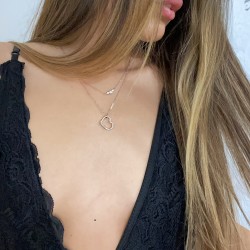 Layered Choker Necklace in 925 sterling silver & cubic zirconia 