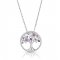 Tree of life necklace in sterling silver & purple cubic zirconia