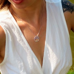 Tree of life necklace in sterling silver & purple cubic zirconia