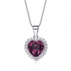 heart shaped swarovski Birthstone necklace - Amethyst (February)  heart shaped swarovski Birthstone necklace - Amethyst (February)