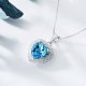 heart shaped swarovski Birthstone necklace - Aquamarine (March) 