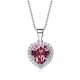 heart shaped swarovski Birthstone necklace - Rose Quarts (October)