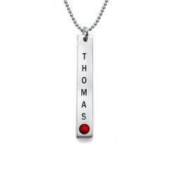 Engraved vertical bar with swarovski birthstone Engraved vertical bar with swarovski birthstone
