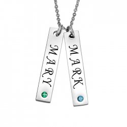2 Vertical bars engraved with swarovski birthstones  2 Vertical bars engraved with swarovski birthstones