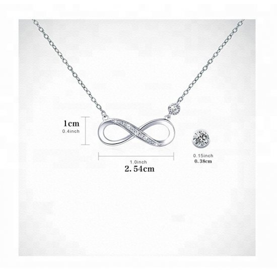 infinity necklace in sterling silver and cubic zirconia