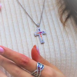 cross pendant necklace - rainbow design