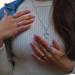 cross pendant necklace - rainbow design