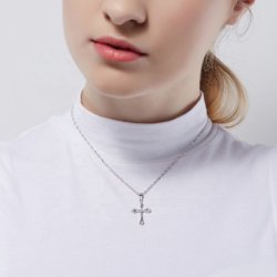 Cross Pendant Necklace in 925 sterling silver and cubic zirconia Cross Pendant Necklace in 925 sterling silver and cubic zirconia