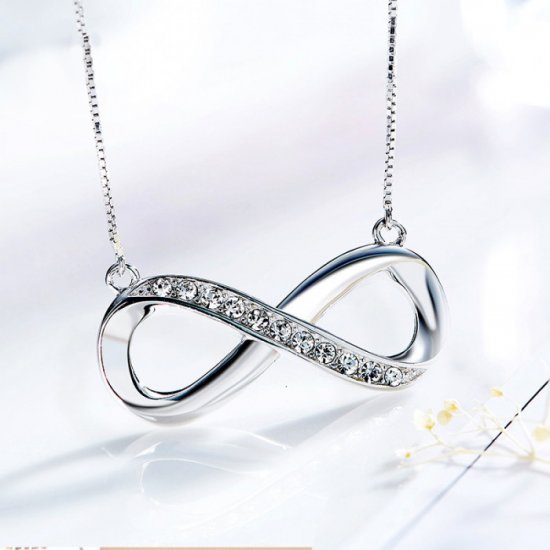 sterling silver diamond infinity necklace 