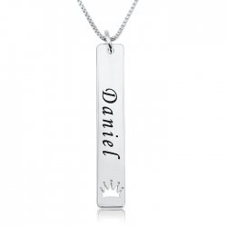 Sterling silver royal bar necklace with name & crown Sterling silver royal bar necklace with name & crown