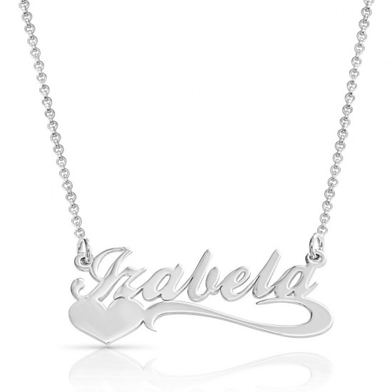 Name necklace and heart at the bottom in 925 sterling silver