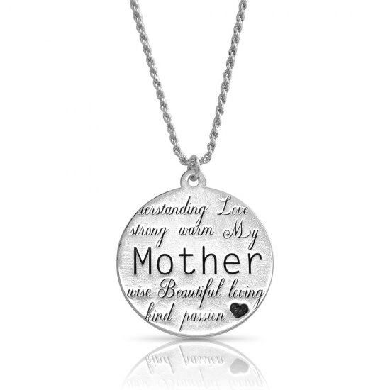 engraved disc necklace for mother in sterling silver