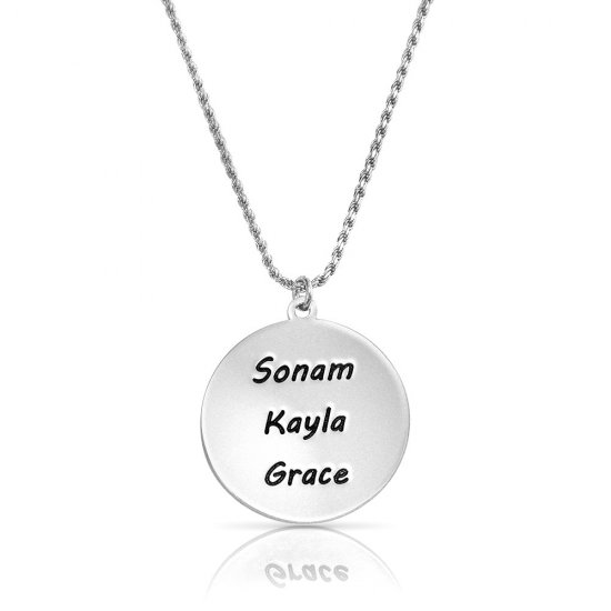  disc necklace with kids names in sterling silver