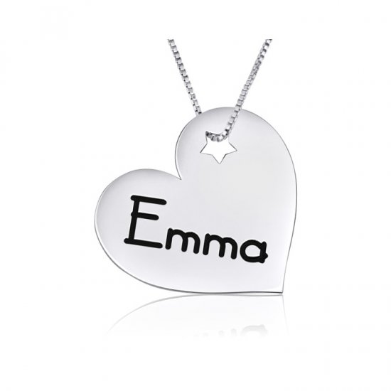 personalized engraved heart pendant in sterling silver