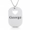 Personalized dog tag necklace for men in sterling silver