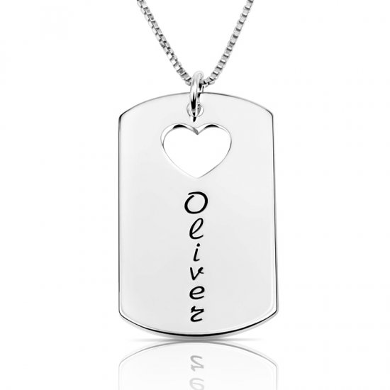 personalized dog tag necklace in 925 sterling silver
