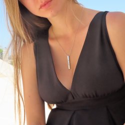 Engraved 3D bar necklace in sterling silver 