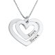 Silver Two Hearts Engraved Necklace