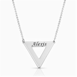 Sterling Silver Engraved Triangle Necklace Sterling Silver Engraved Triangle Necklace
