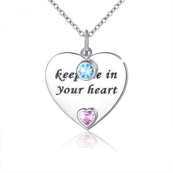 keep me in your heart - engraved heart pendant