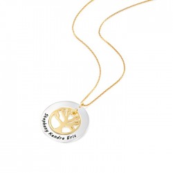 Family tree pendant in silver + gold plated silver Family tree pendant in silver + gold plated silver