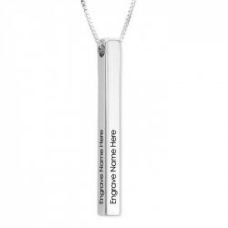 Engraved  3D long bar necklace in sterling silver Engraved  3D long bar necklace in sterling silver