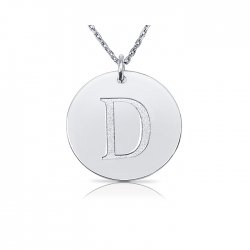 sterling silver disc pendant with initial letter  sterling silver disc pendant with initial letter