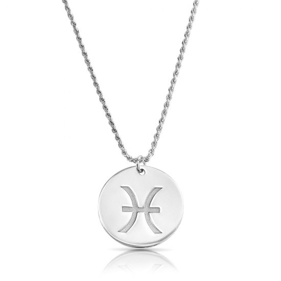 zodiac necklace in sterling silver :Pisces