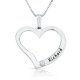 Silver Engraved Heart Necklace With Birthstone 