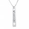 vertical bar necklace with a name and heart in sterling silver