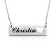 engraved heart  bar necklace in 925 sterling silver