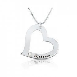 heart pendant necklace in 925 sterling silver &swarovski birthstone  heart pendant necklace in 925 sterling silver &swarovski birthstone