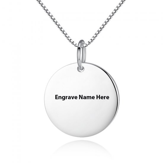 personalized disc necklace in 925 sterling silver