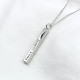 3D bar necklace in sterling silver with blue zirconia charm