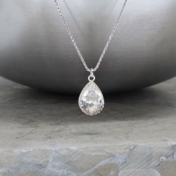crystal from swarovski necklace - fancy clear pear stone crystal from swarovski necklace - fancy clear pear stone