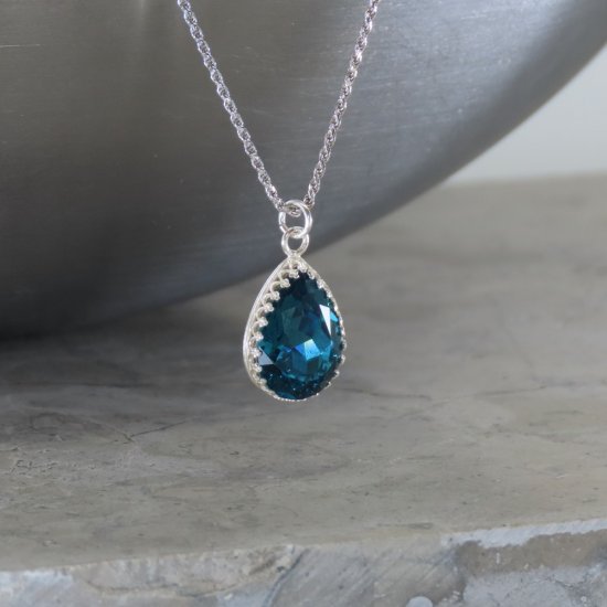 crystal from swarovski necklace - pear fancy emerald stone 