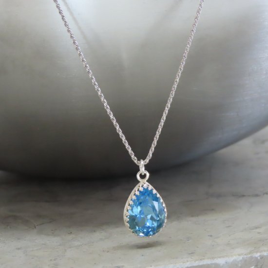 crystal from swarovski necklace - pear fancy aquamarine stone crystal from swarovski necklace - pear fancy aquamarine stone