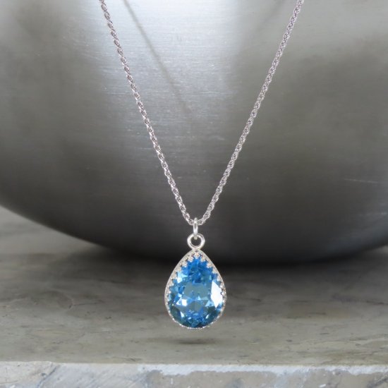 crystal from swarovski necklace - pear fancy aquamarine stone crystal from swarovski necklace - pear fancy aquamarine stone