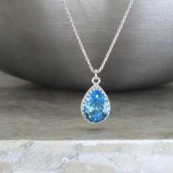 crystal from swarovski necklace - pear fancy aquamarine stone  crystal from swarovski necklace - pear fancy aquamarine stone