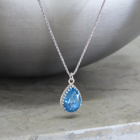 crystal from swarovski necklace - pear fancy aquamarine stone crystal from swarovski necklace - pear fancy aquamarine stone