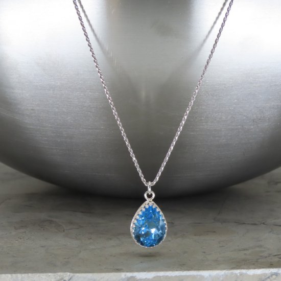 crystal from swarovski necklace - pear fancy aquamarine stone crystal from swarovski necklace - pear fancy aquamarine stone